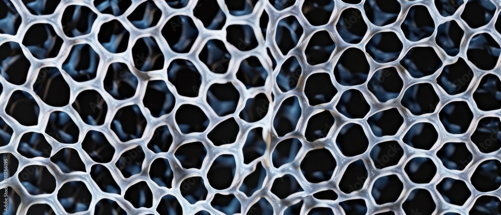 Panoramic close-up, high detail scan of small hole fishnet texture, Generative AI Panoramic close-up, high detail scan of small hole fishnet texture, Generative AI