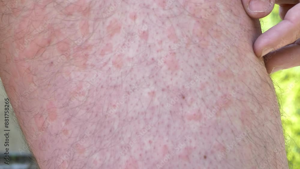 hives on caucasian mans legs hives on caucasian mans legs