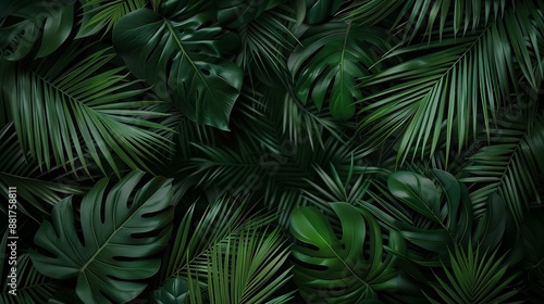 Colombian Circular Palm Leaf Tropical palm leaves floral background real photo : Generative AI