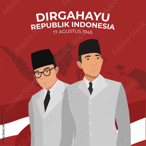 indonesia independence day celebration national heroes flat illustration