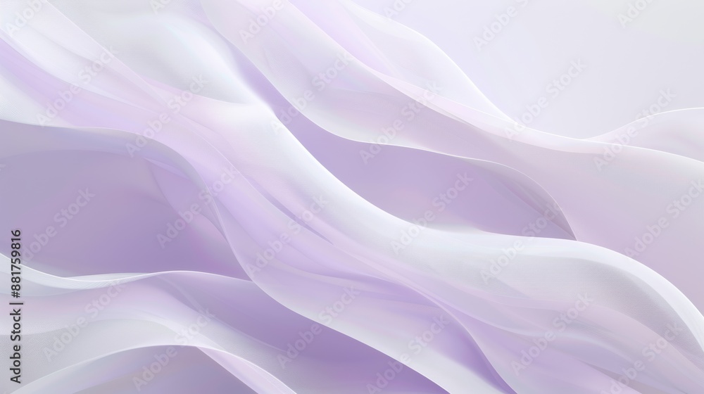 Fototapeta premium White and Lavender Sheer Fabric Draped in Soft Waves