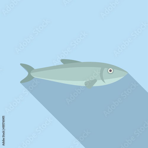 Atlantic herring fish swimming underwater, side view, flat illustration