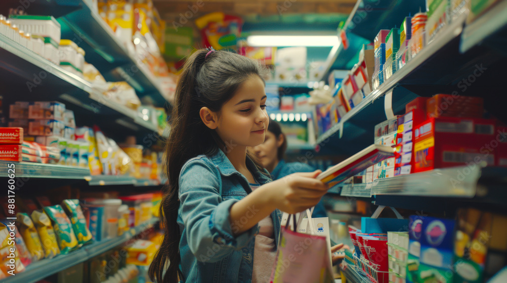 A schoolgirl buys stationery for the new school year. A girl is shopping at a school supplies store. Back to school A schoolgirl buys stationery for the new school year. A girl is shopping at a school supplies store. Back to school