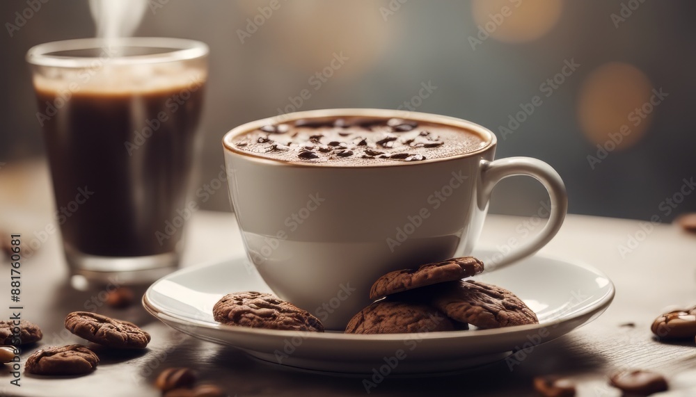 Cup of coffee and chocolate cookies Cup of coffee and chocolate cookies