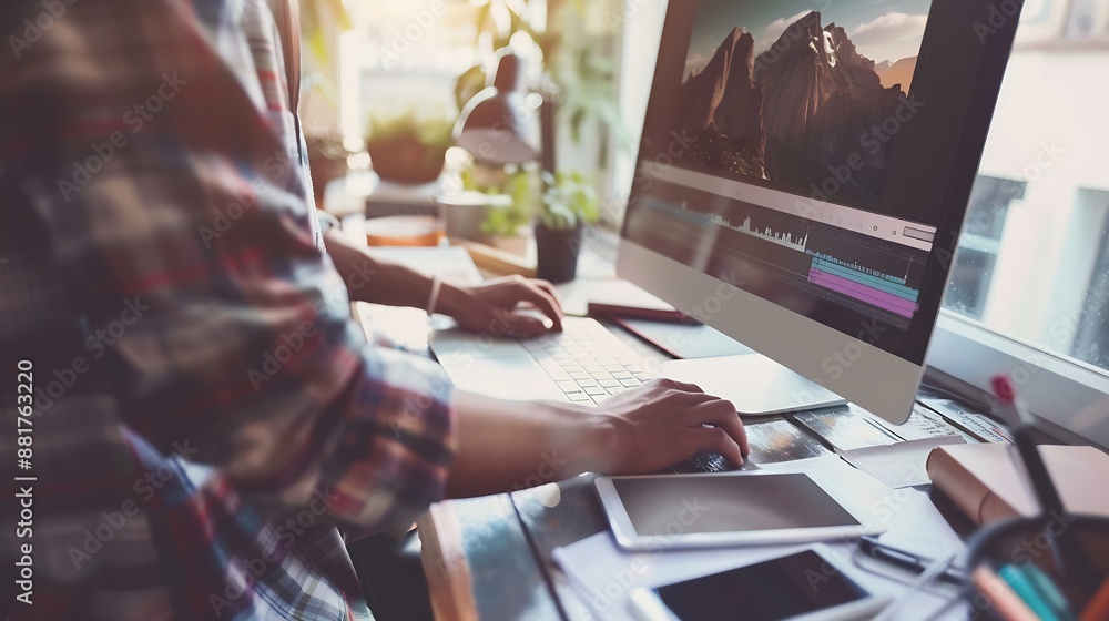 Vertical image of graphic designer working with creativity editor ideas designer concept : Generative AI Vertical image of graphic designer working with creativity editor ideas designer concept : Generative AI