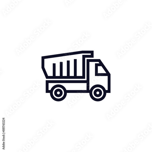 Simple line icon of a dump truck