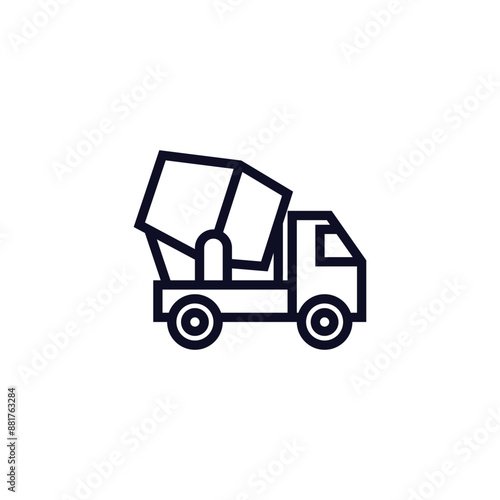 Simple line icon of a concrete mixer truck