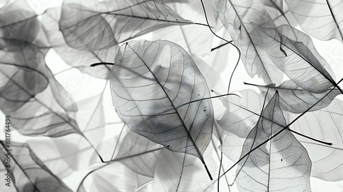 Nature pattern of dry petals transparent leaves with natural texture as natural background or wallpaper for screen Macro texture skeleton flower petal Monochrome color aesthetic beauty : Generative AI