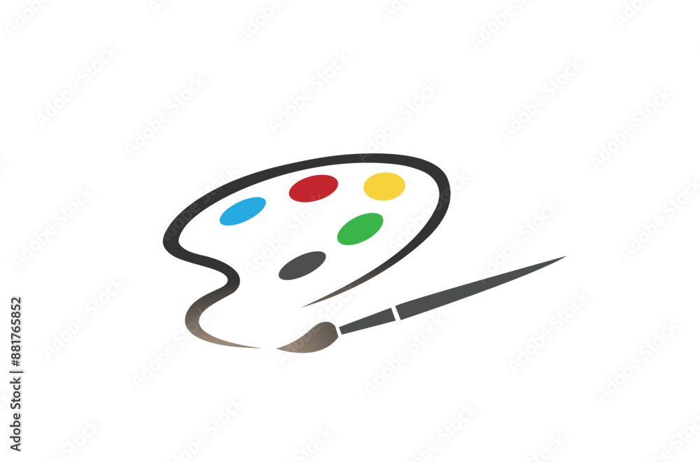 Art palette with paints brush stylized logo lines vector icon symbol Art palette with paints brush stylized logo lines vector icon symbol