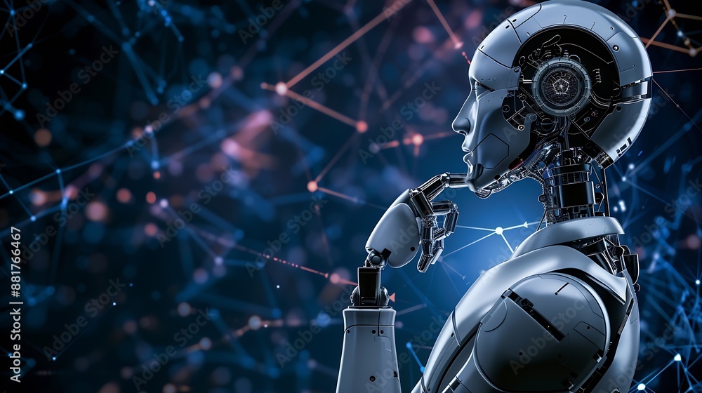 Fototapeta premium AI Artificial Intelligence technology smart robot AI artificial intelligence by enter command internet of thingsiot of technology enhancing global business capabilities : Generative AI