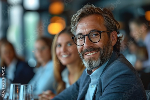 Unamused Colleagues: An employee laughing heartily at their own joke, while colleagues around the table have exaggerated expressions of boredom, disinterest, or confusion. 