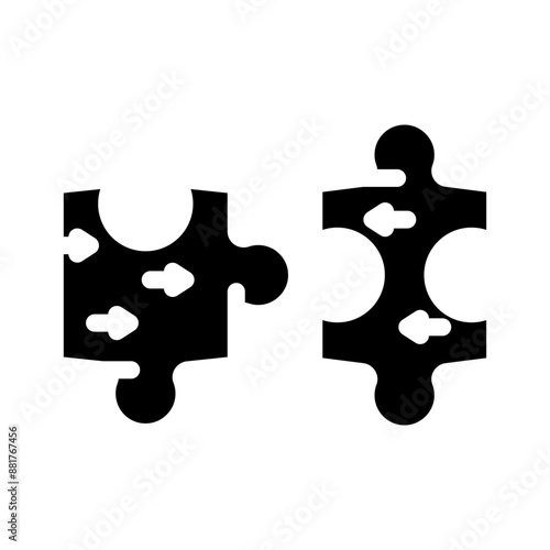 puzzle pieces coming together progress glyph icon vector. puzzle pieces coming together progress sign. isolated symbol illustration