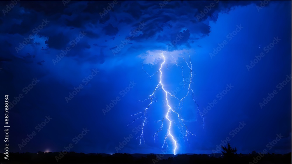 Thunder storm with massive lightning, AI Generated Thunder storm with massive lightning, AI Generated