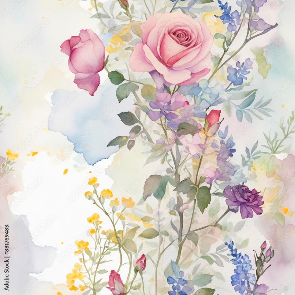 Fototapeta premium seamless watercolor floral primitive wallpaper