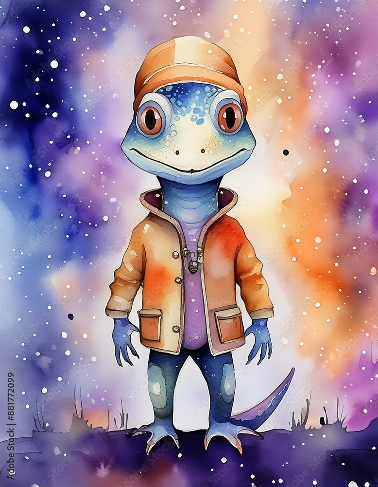 cartoon lizard in the night on the moon cartoon lizard in the night on the moon