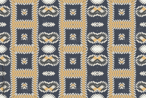 Motif ethnic handmade beautiful Ikat seamles.Ikat ethnic tribal, boho colors seamless wallpaper. Ethnic Ikat abstract background art.Illustration for greeting cards, printing and other design project.