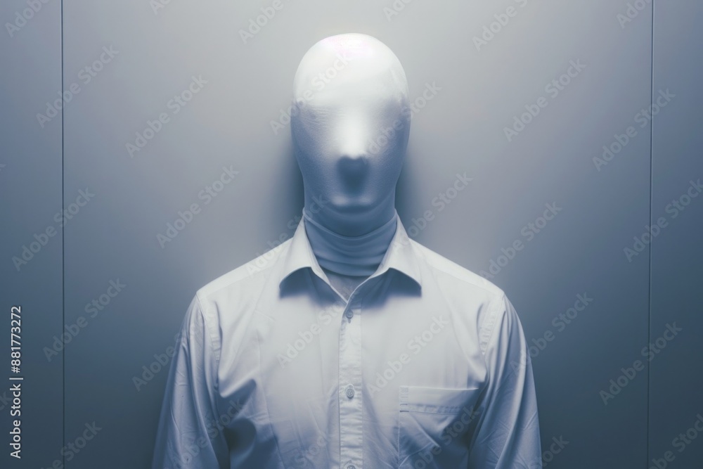 Blank Face. Businessman in White Shirt with Mysterious Faceless Expression Blank Face. Businessman in White Shirt with Mysterious Faceless Expression