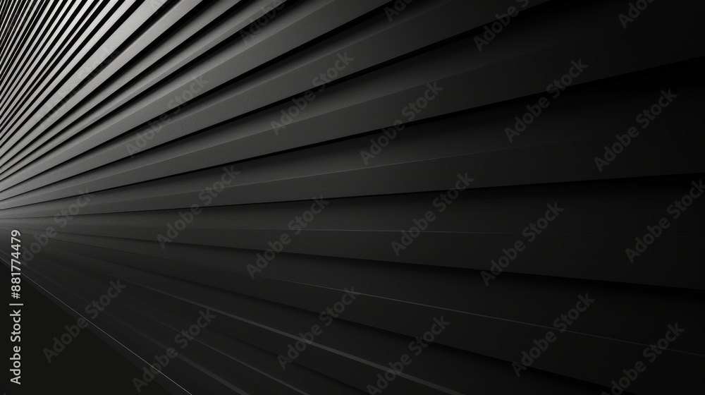 Obraz premium Black Slatted Wall With Perspective Lines