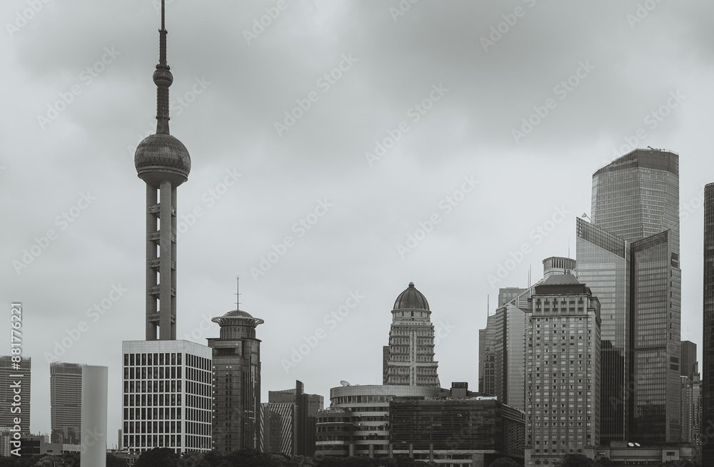 Fototapeta premium Urban city view with buildings in Shanghai, China