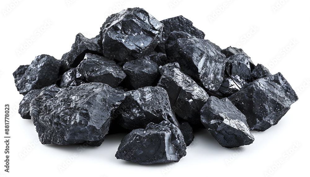 Heap of coal isolated on white. Mineral deposits Heap of coal isolated on white. Mineral deposits