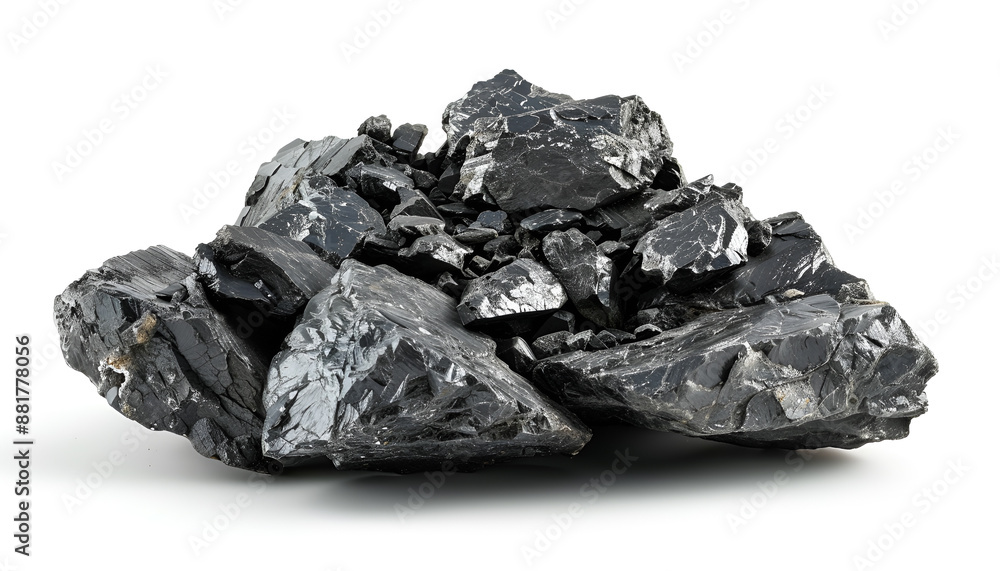 Heap of coal isolated on white. Mineral deposits Heap of coal isolated on white. Mineral deposits