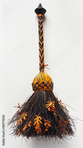 Halloween broom isolated on...