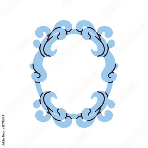 Vintage painting frame, baguette. Picture framework, gallery border with space, oval ellipse shape. Classic baroque decoration for gallery art. Flat vector illustration isolated on white background