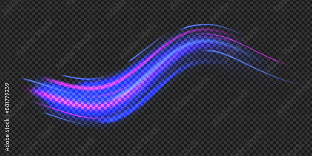 Fototapeta premium Aurora element design on transparent background. Blue light. Northern lights. Vector illustration.