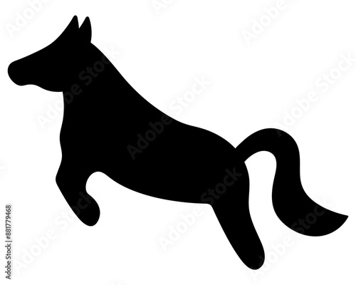 Horse in a jump. Silhouette. Horseback Riding. Animal with tail and mane.