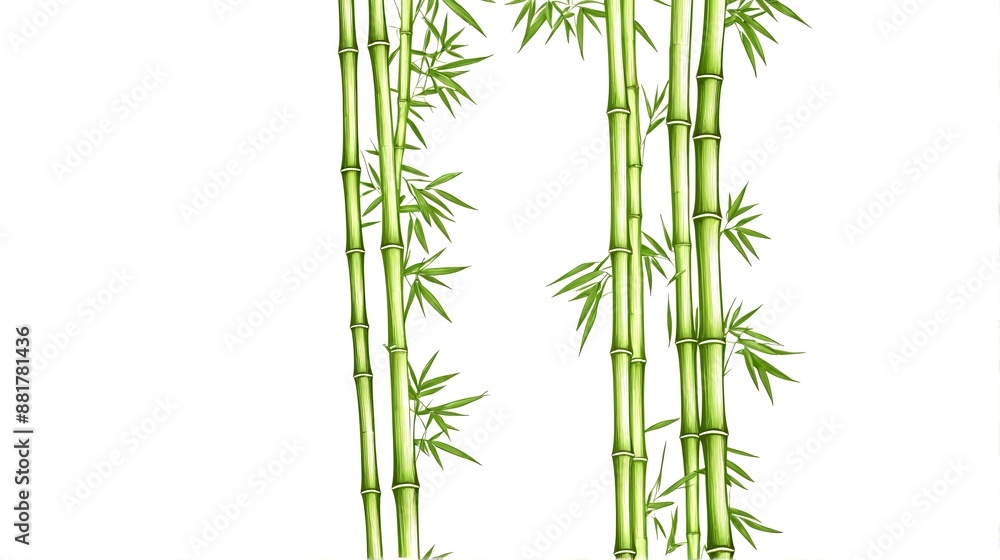 Obraz premium Line art of a bamboo stalk, symbolizing sustainability and renewable resources. Illustration. 1