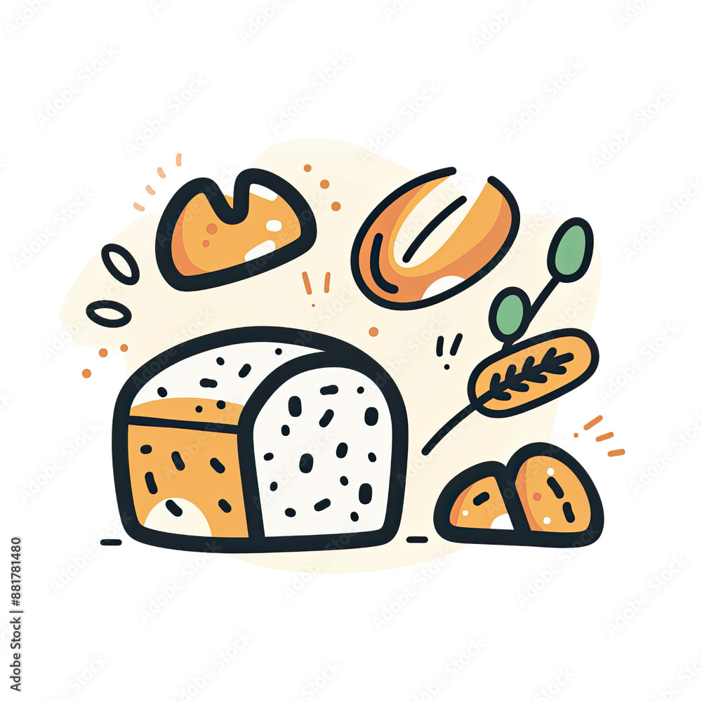 Flat Icon Bread, Generative AI Flat Icon Bread, Generative AI