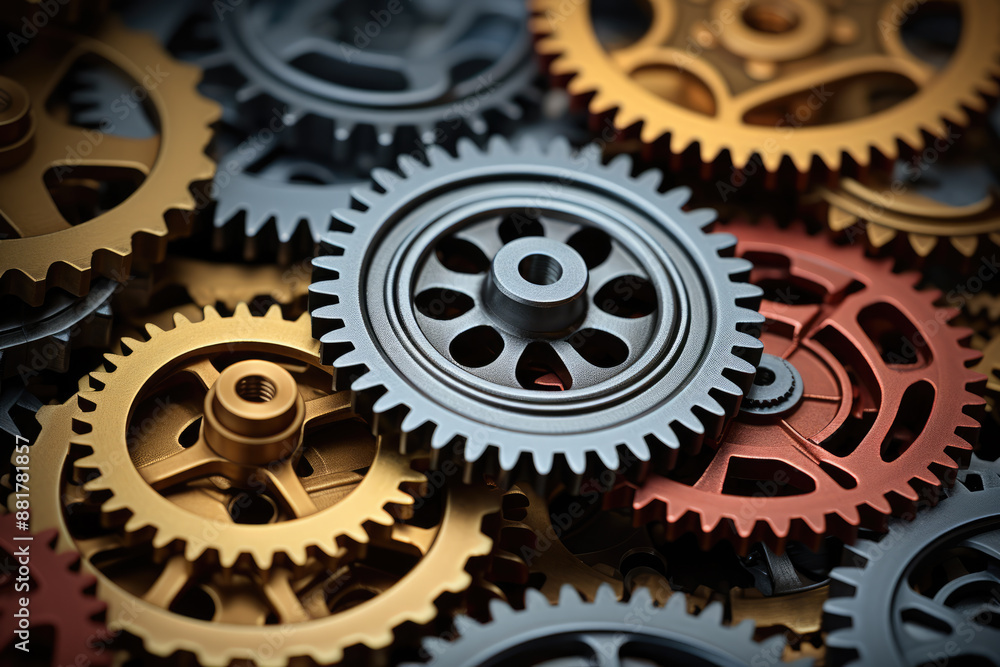 generated illustration of golden gears, teamwork concept complex business mechanism generated illustration of golden gears, teamwork concept complex business mechanism