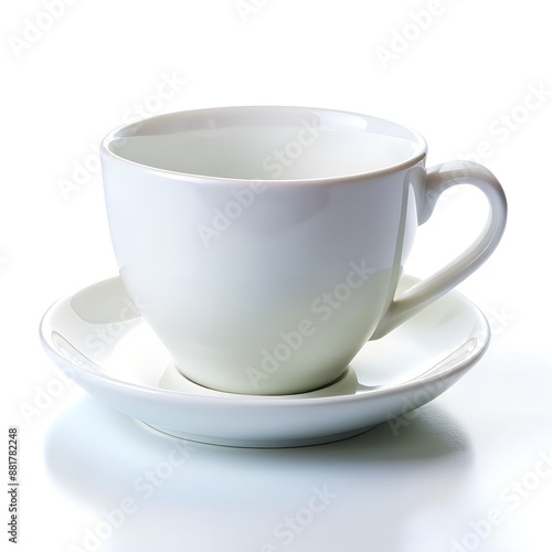 simple cup and saucer isolated on white background