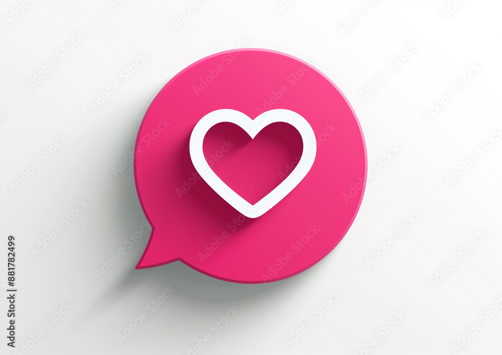 Heart icon inside pink speech bubble Heart icon inside pink speech bubble