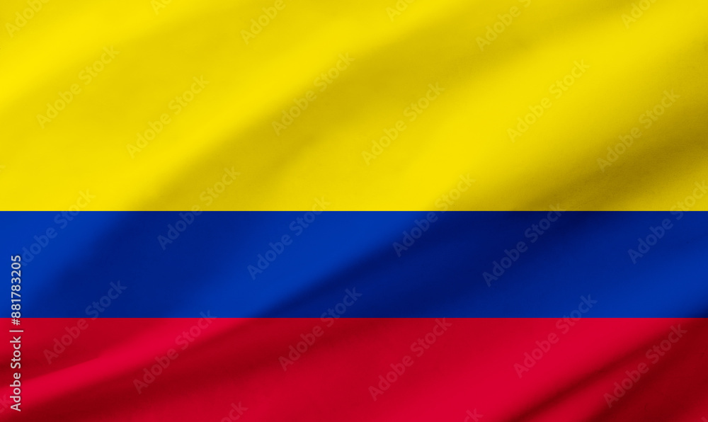 Colombia flag background with waving fabric texture Colombia flag background with waving fabric texture