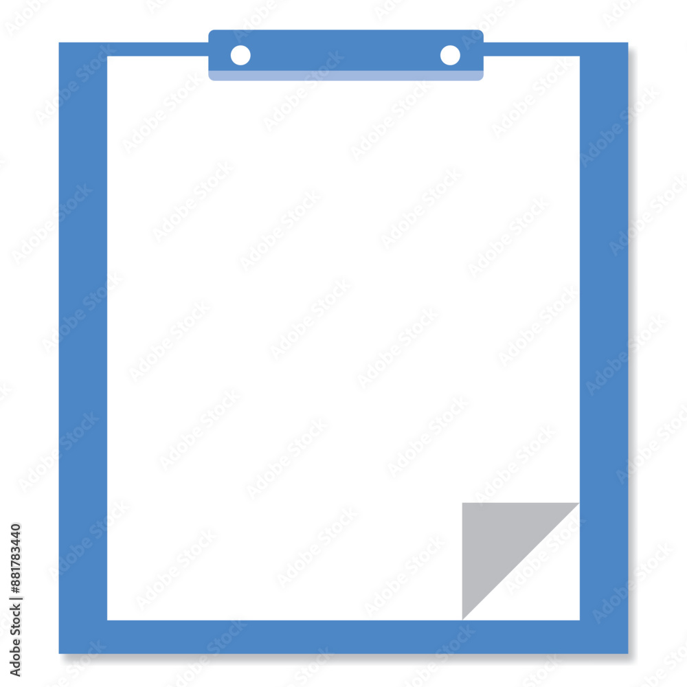 Blue clipboard frame separated against white background. Empty document frame. Memo board. Notification board. Announcement Blue clipboard frame separated against white background. Empty document frame. Memo board. Notification board. Announcement