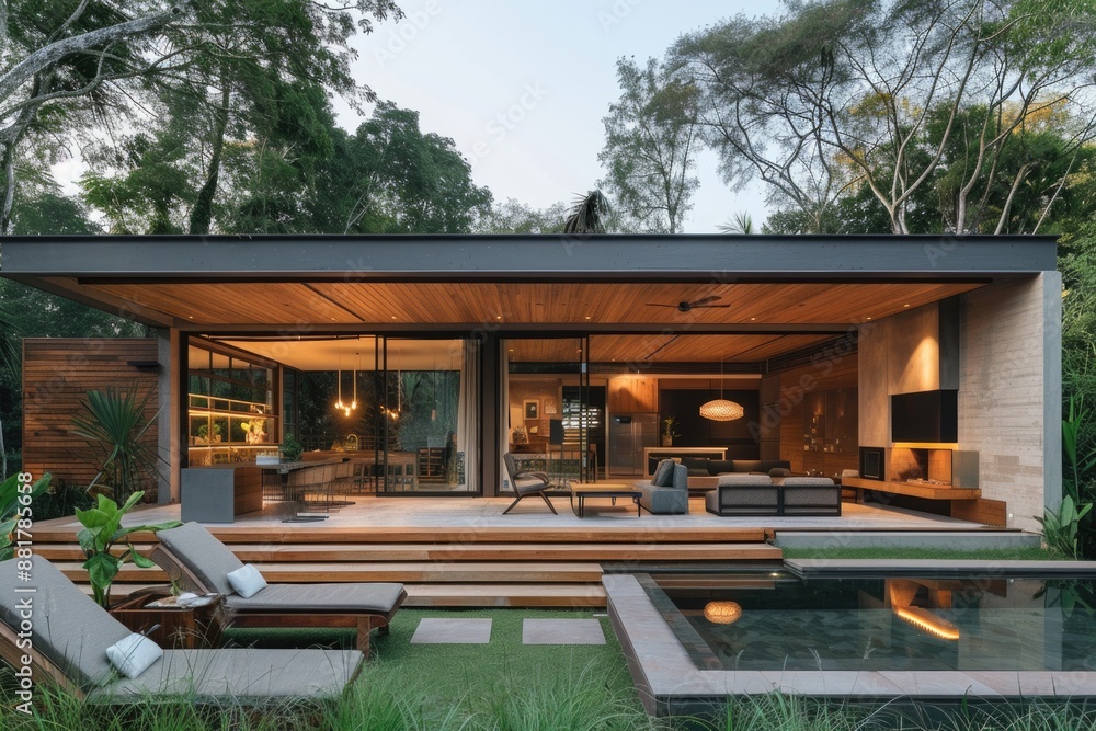 Serene Modern Minimalist Home in Natural Setting with Open Floor Plan and Tranquil Decor Serene Modern Minimalist Home in Natural Setting with Open Floor Plan and Tranquil Decor