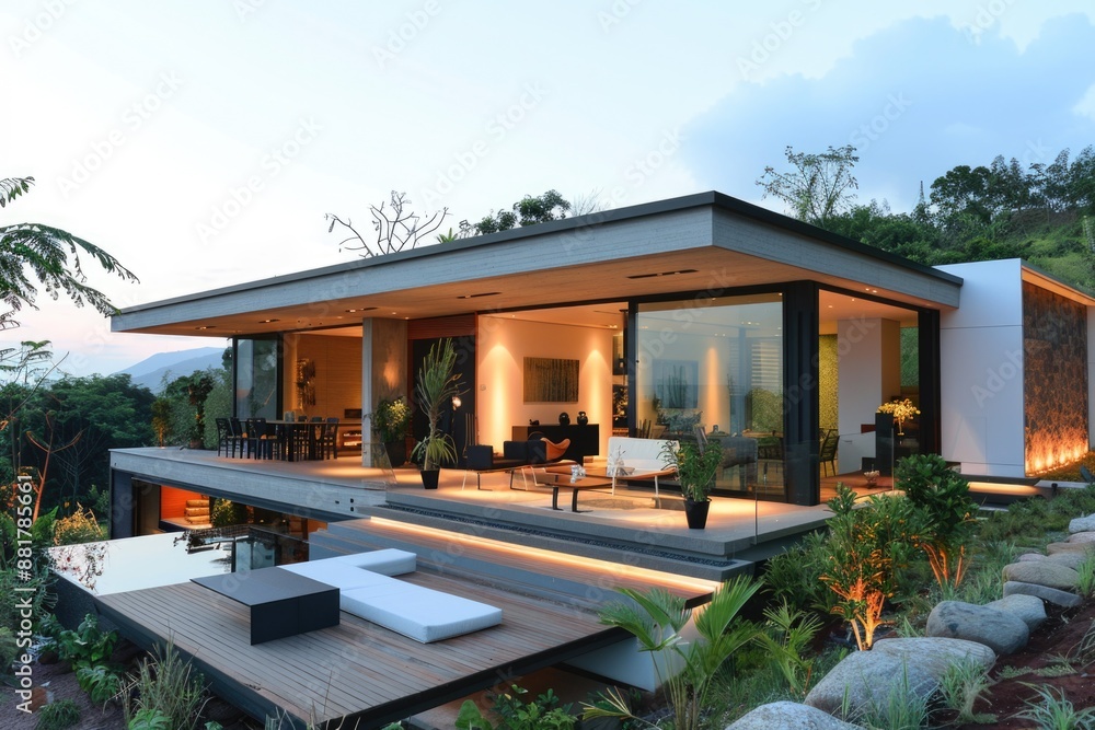 Tranquil Minimalist Home in Natural Setting with Open Floor Plan and Modern Decor Tranquil Minimalist Home in Natural Setting with Open Floor Plan and Modern Decor