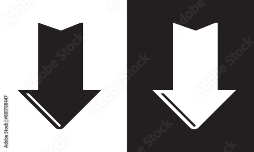 Straight pointed arrow icon. Black and black arrow pointing to the right. Black and white direction pointer set. EPS 10