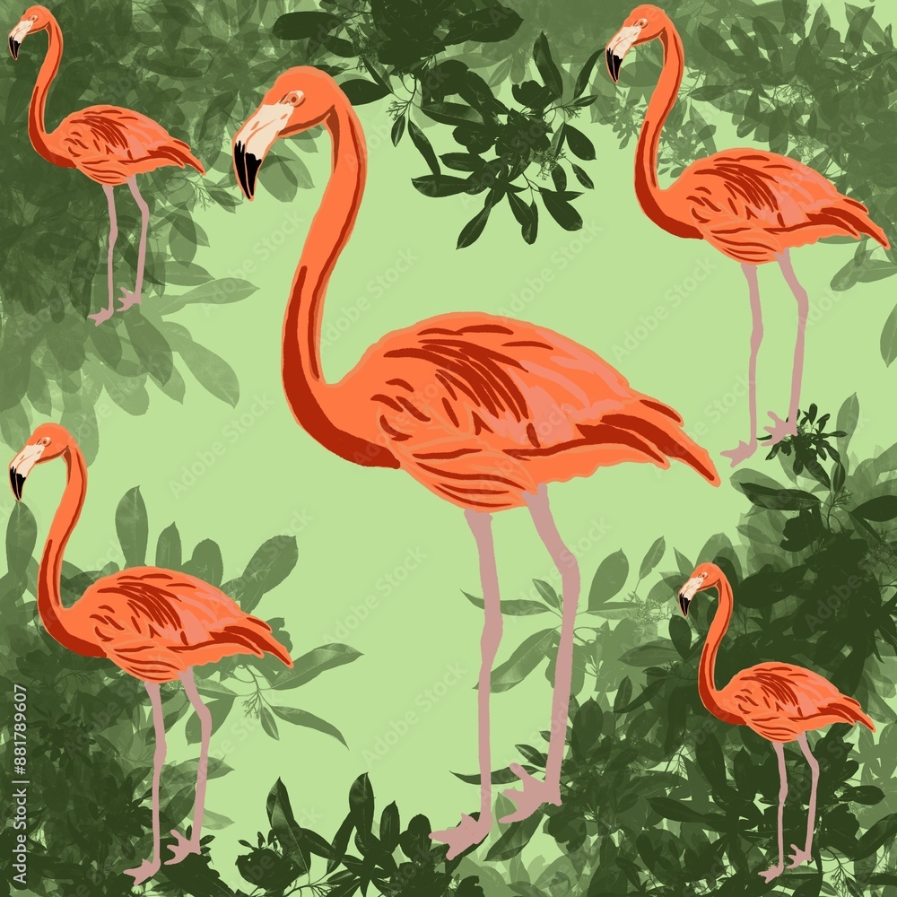 Obraz premium flamingos in water