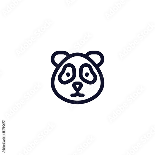 Minimalist outline panda bear head icon