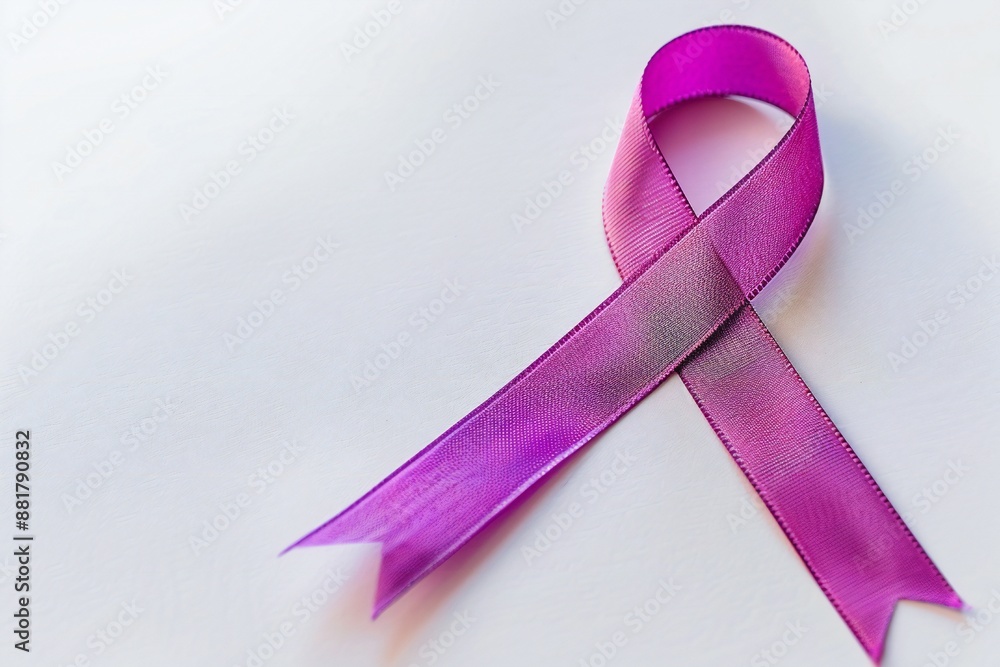 Cancer awareness ribbon on white background Generative Ai Cancer awareness ribbon on white background Generative Ai