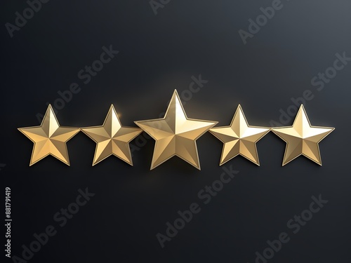 Five golden stars for product rating reviews for websites and mobile applications