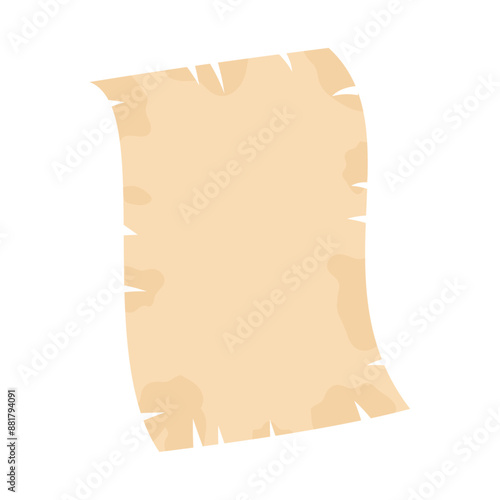 広げたボロボロの羊皮紙。フラットなベクターイラスト。 Unfolded tattered parchment. Flat vector illustration.