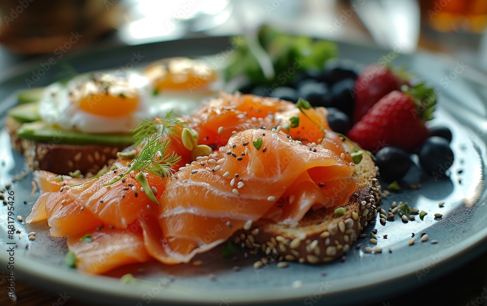 Smoked Salmon and Egg Toast With Berries Smoked Salmon and Egg Toast With Berries