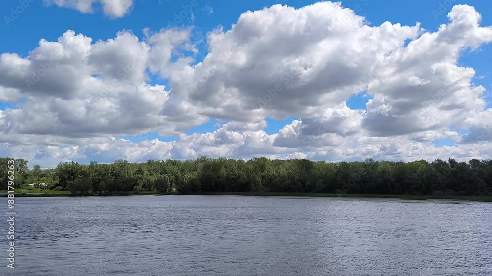 beautiful clouds in the sky over the river and forest beautiful clouds in the sky over the river and forest