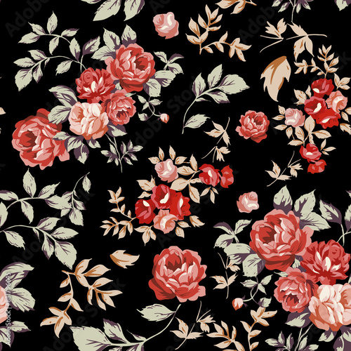 Seamless retro floral pattern.summer colors