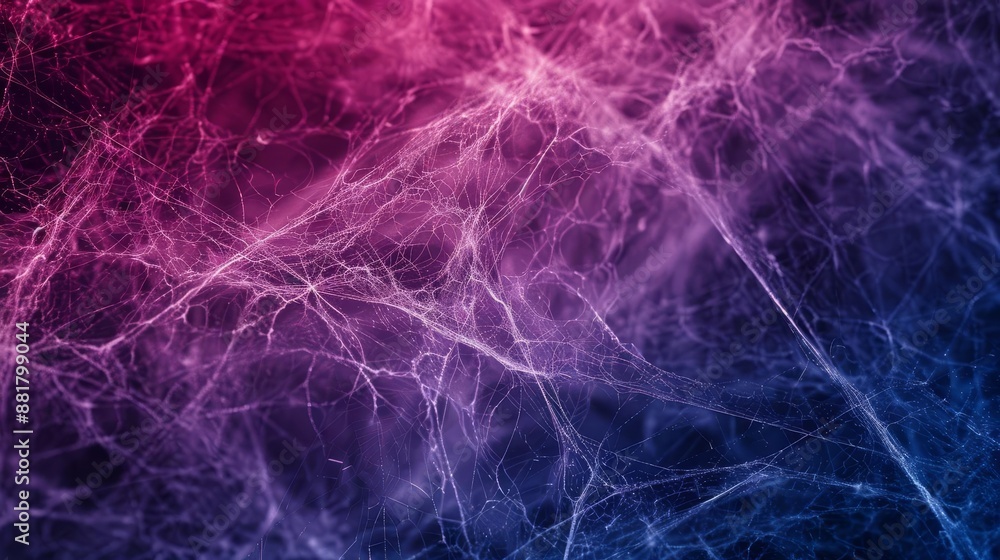 Obraz premium Abstract network texture with vibrant pink and blue colors, creating an intricate, web-like pattern, suitable for technology-themed backgrounds.