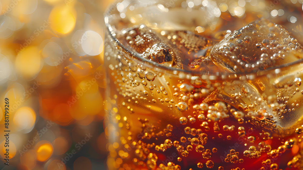 Cola with ice, close-up. Soft non-alcoholic cocktail Cola with ice, close-up. Soft non-alcoholic cocktail