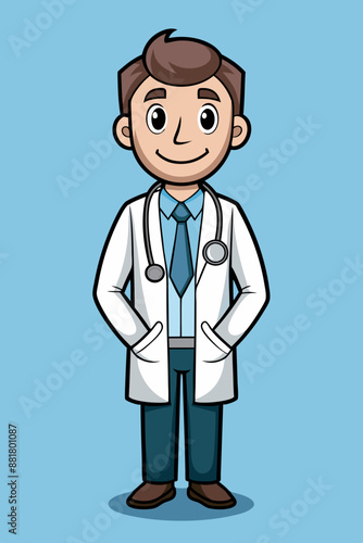 Doctor standing icon vector art illustration